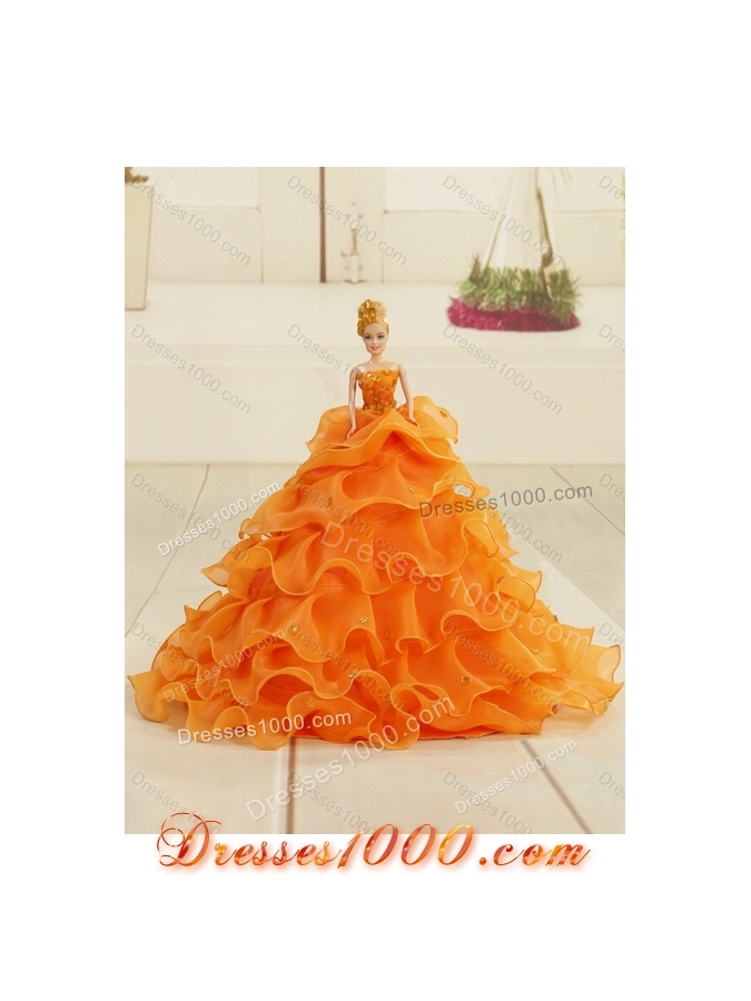 2015 Gold Strapless Quince Dress with Beading and Embroidery