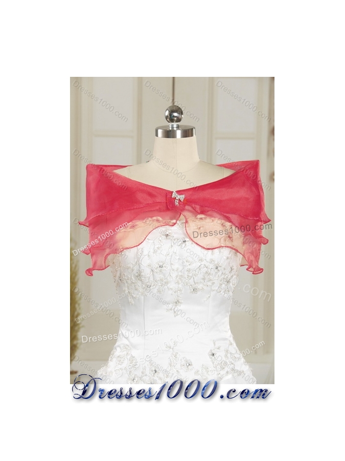 Beautiful Strapless Floor Length Quince Dresses with Appliques in Hot Pink