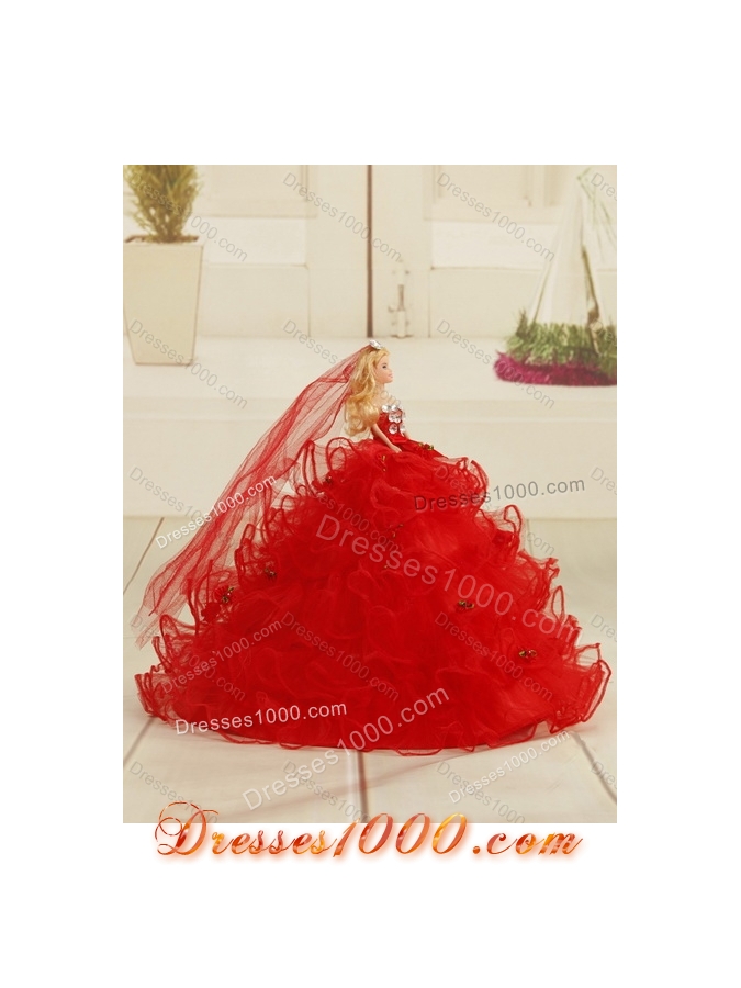 Detachable Appliques and Pick Ups Quinceanera Dress in Red