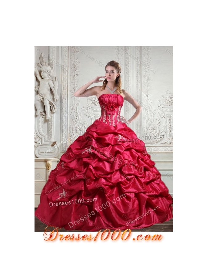 Detachable Appliques and Pick Ups Quinceanera Dress in Red