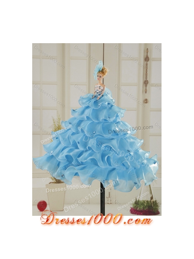 Fashionable Apple Green Strapless Quince Dress with Appliques and Beading for 2015