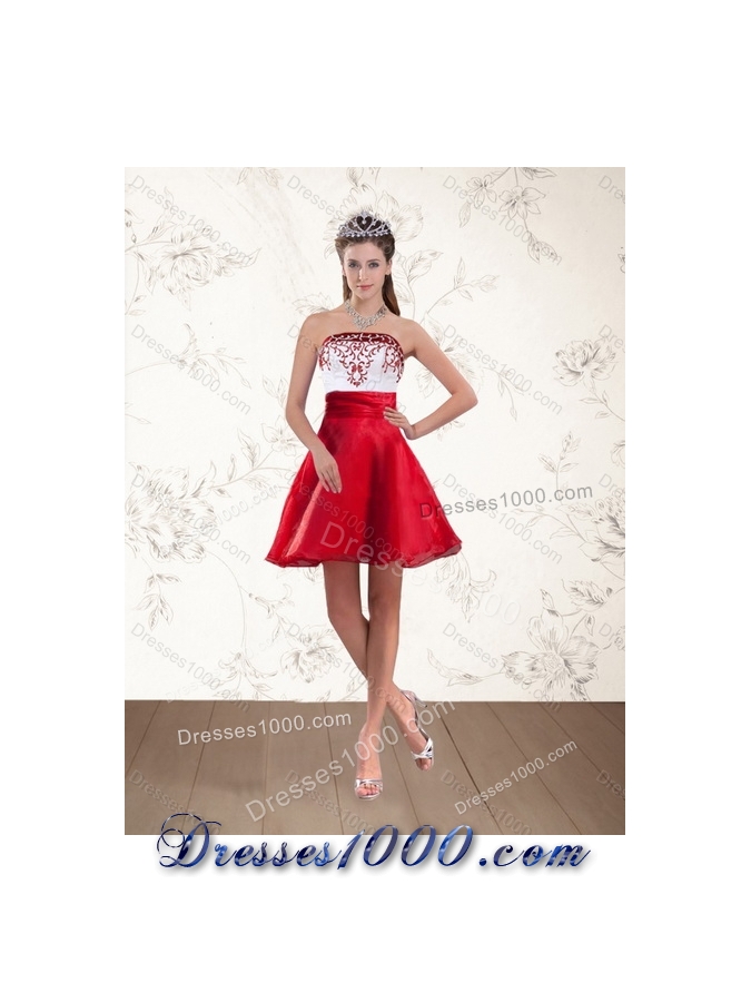 Pretty Strapless 2015 Perfect Quinceanera Dress with Embroidery