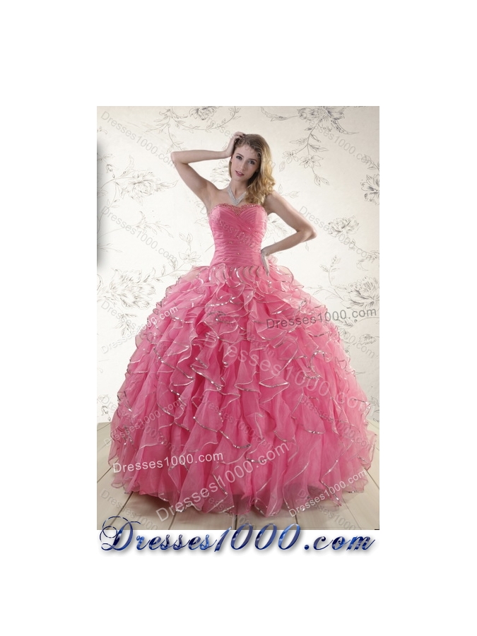 Designer Paillette Quince Dresses with Strapless for 2015
