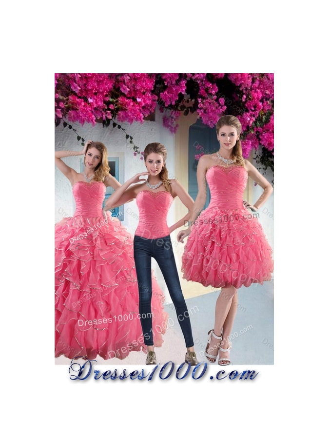 Designer Paillette Quince Dresses with Strapless for 2015