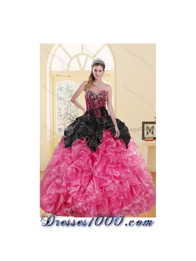 2015 New Style Beading and Ruffles Designer Quinceanera Dresses in Multi Color