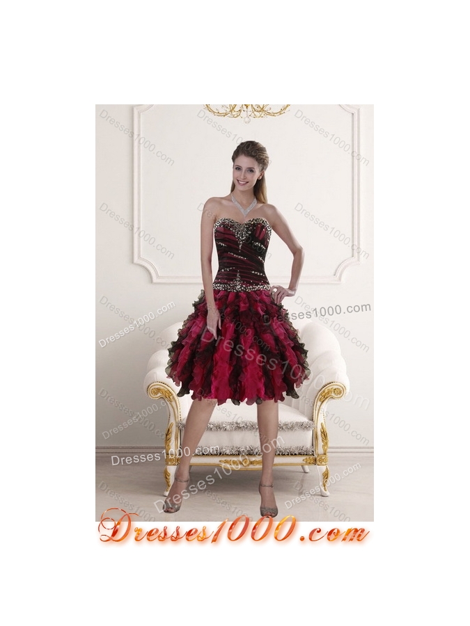 Designer Multi Color Dresses for Quince with Ruffles and Beading
