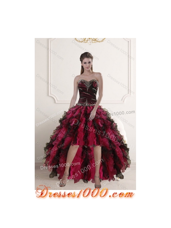 Designer Multi Color Dresses for Quince with Ruffles and Beading
