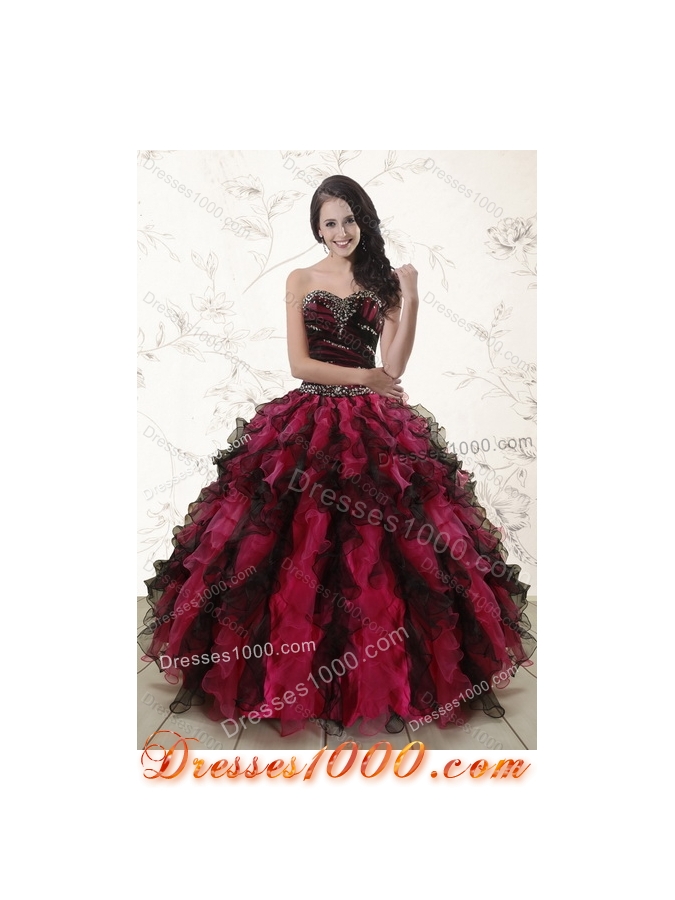 Designer Multi Color Dresses for Quince with Ruffles and Beading