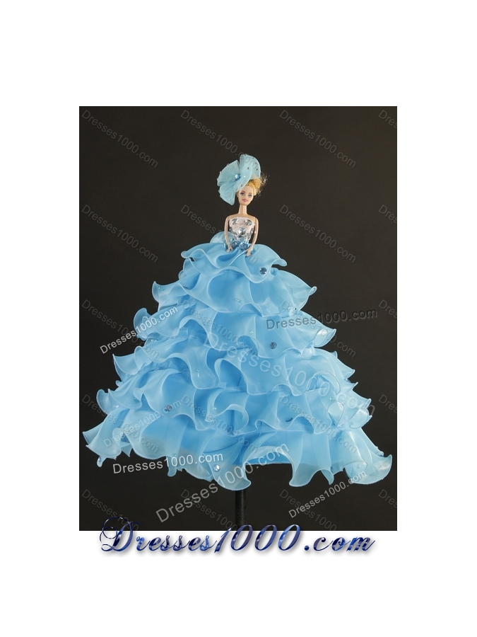 Designer Royal Blue Quince Dresses with Beading and Ruffles for 2015