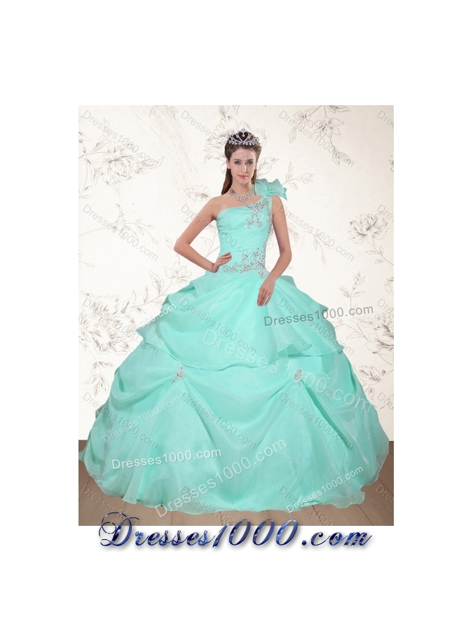 2015 Detachable Apple Green Quinceanera Dress with Appliques