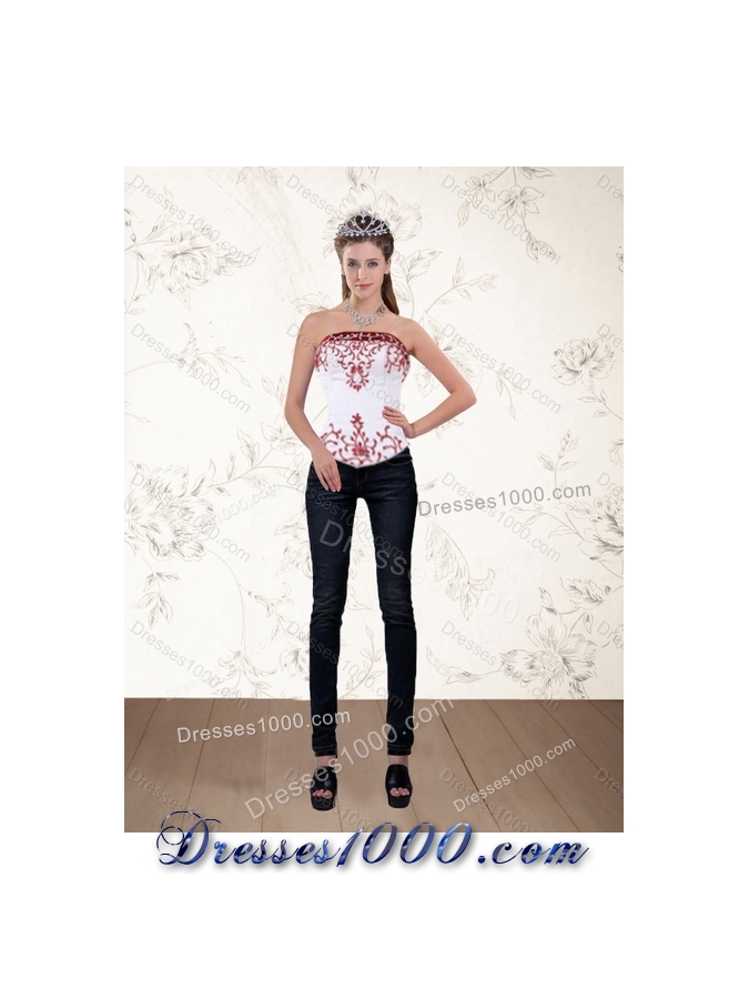 2015 Detachable Beautiful Strapless Quinceanera Dress with Embroidery