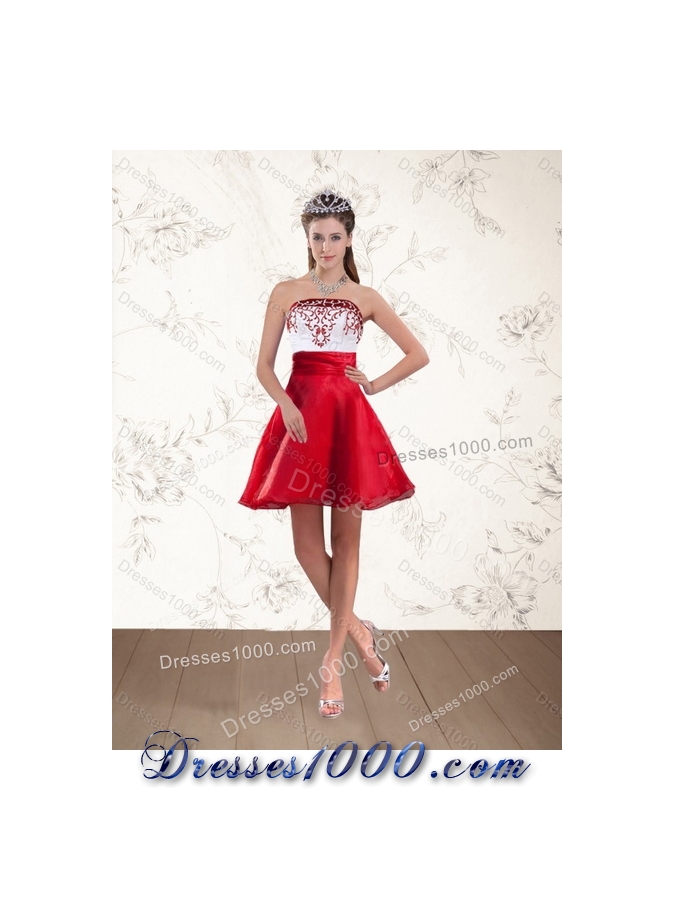 2015 Detachable Beautiful Strapless Quinceanera Dress with Embroidery