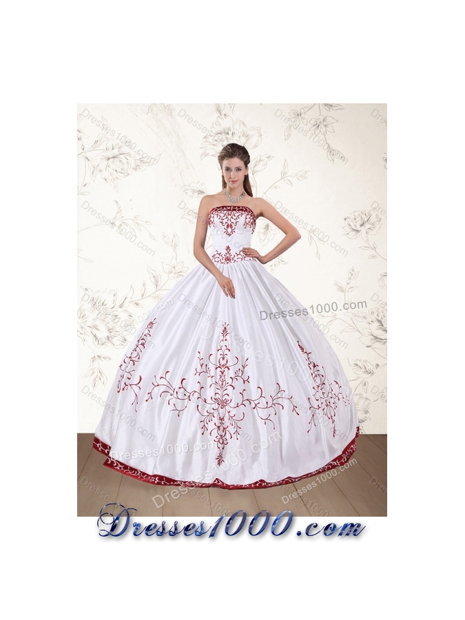 2015 Detachable Beautiful Strapless Quinceanera Dress with Embroidery