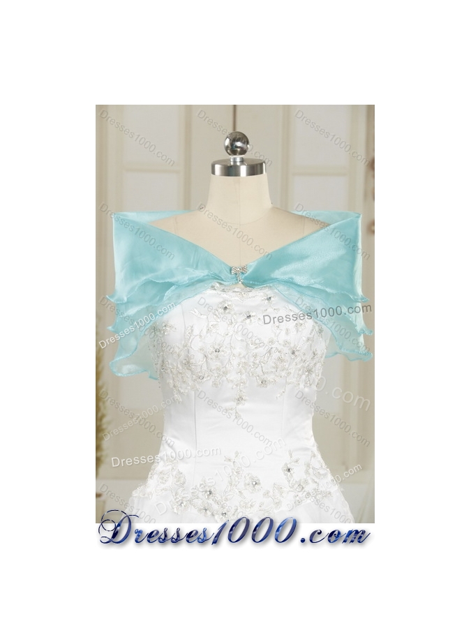 2015 Detachable Strapless Floor Length Multi Color Quinceanera Gown with Bowknot