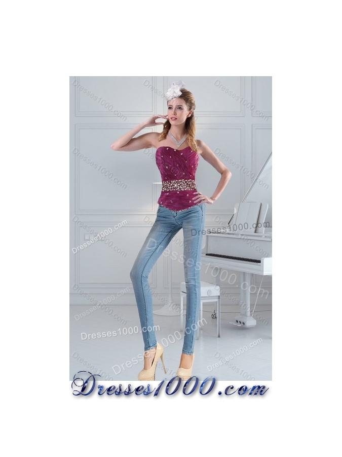 Detachable Burgundy Sweet 15 Dresses with Beading and Ruffles