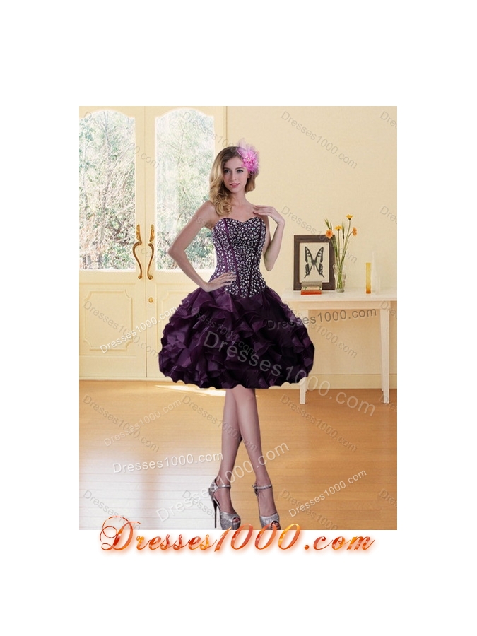 Detachable Sweetheart Quince Dress with Ruffles and Beading
