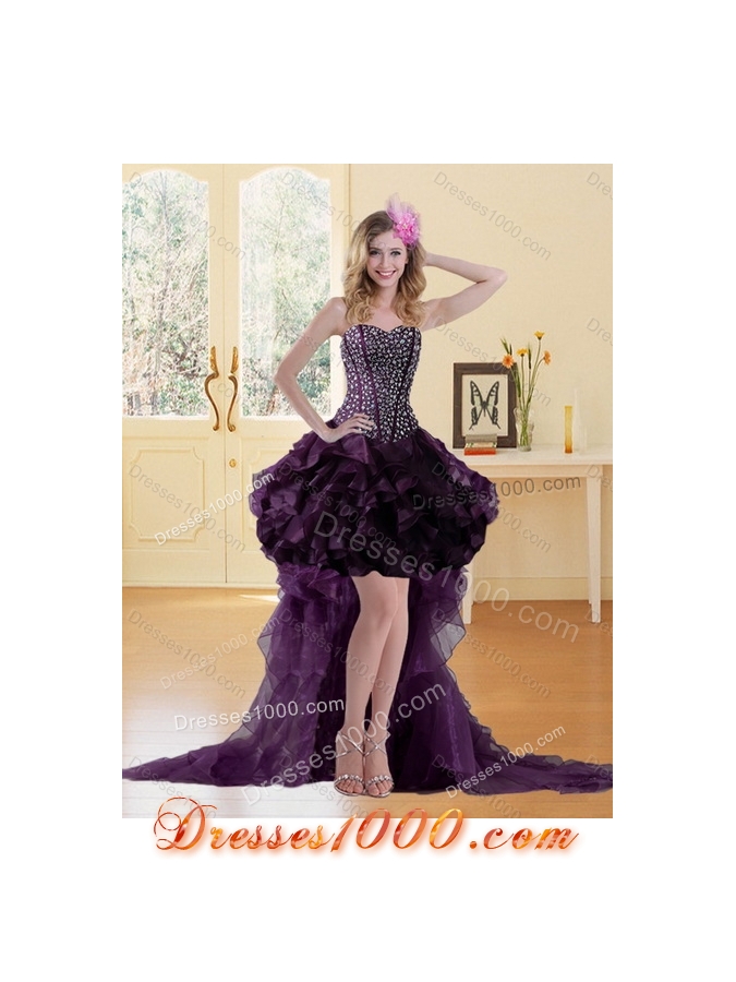 Detachable Sweetheart Quince Dress with Ruffles and Beading
