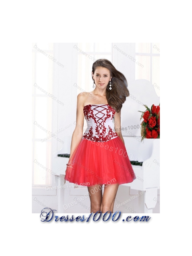 Detachable Multi Color Strapless Quinceanera Dress with Embroidery for 2015
