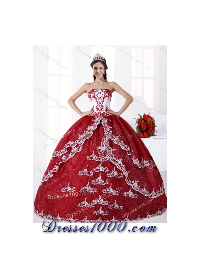 Detachable Multi Color Strapless Quinceanera Dress with Embroidery for 2015