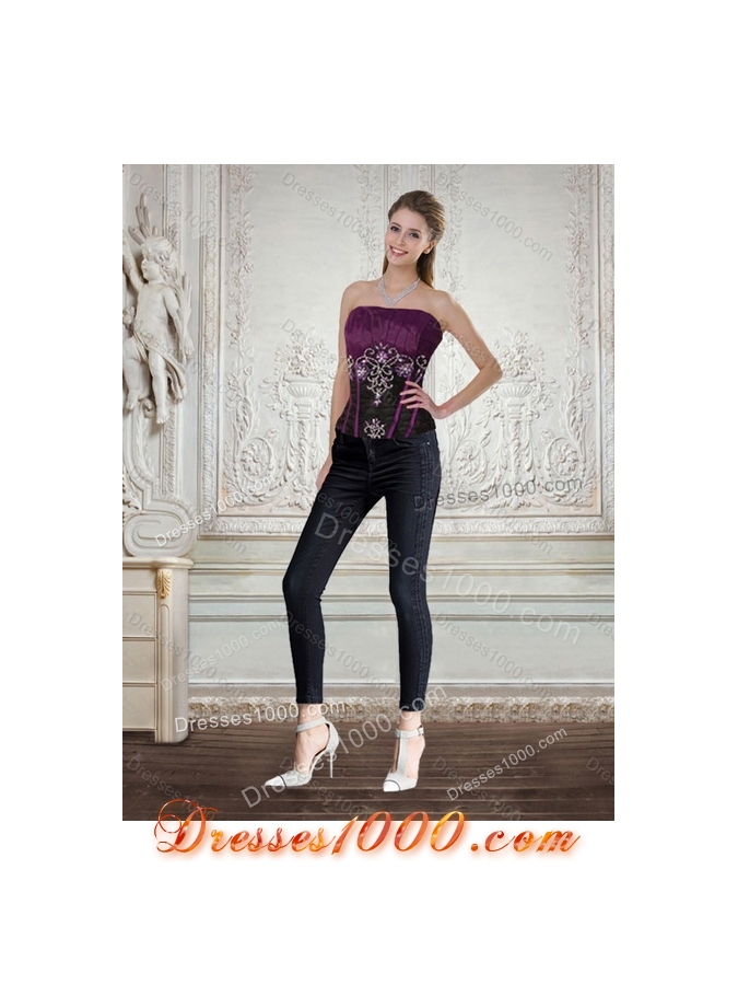 Detachable Multi Color Strapless Quinceanera Dress with Ruffles and Embroidery