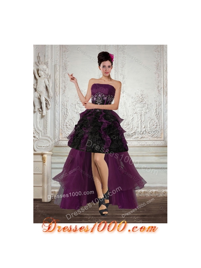 Detachable Multi Color Strapless Quinceanera Dress with Ruffles and Embroidery