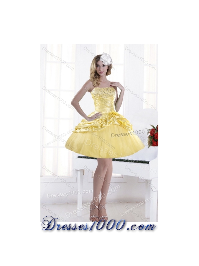 Detachable Strapless 2015 Strapless Beading Quinceanera Dresses