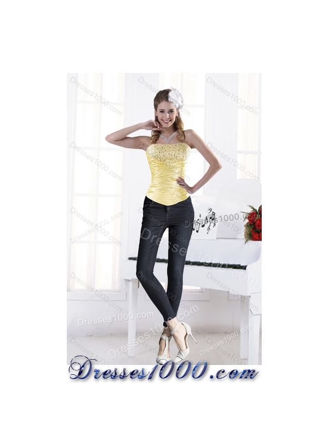 Detachable Strapless 2015 Strapless Beading Quinceanera Dresses