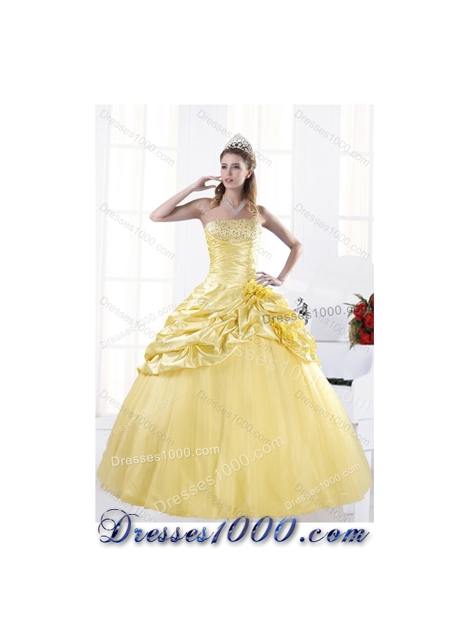 Detachable Strapless 2015 Strapless Beading Quinceanera Dresses