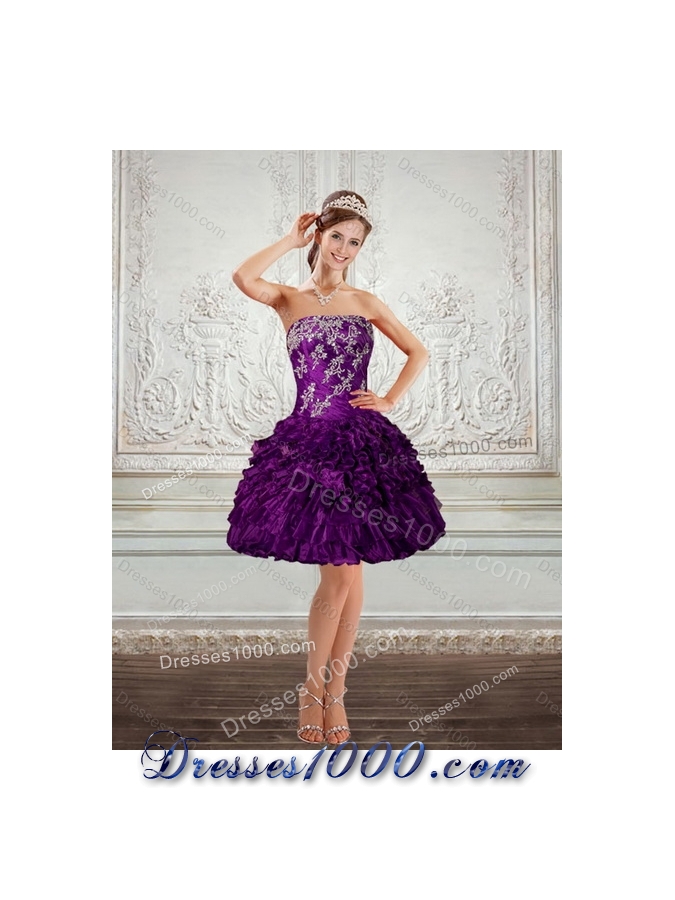 Detachable Strapless Ball Gown Quinceanera Dress with Embroidery and Ruffles