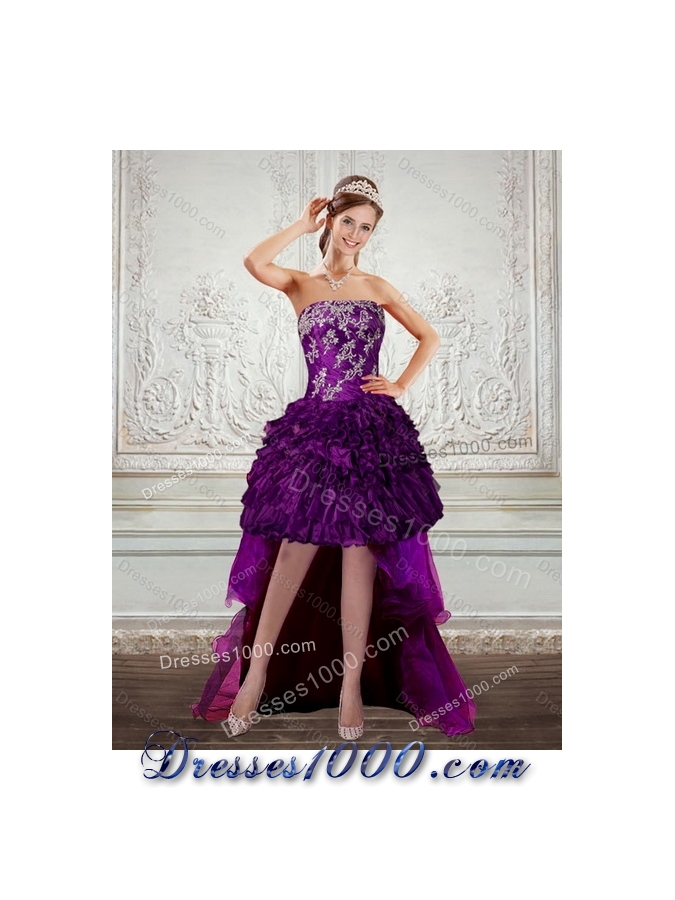 Detachable Strapless Ball Gown Quinceanera Dress with Embroidery and Ruffles
