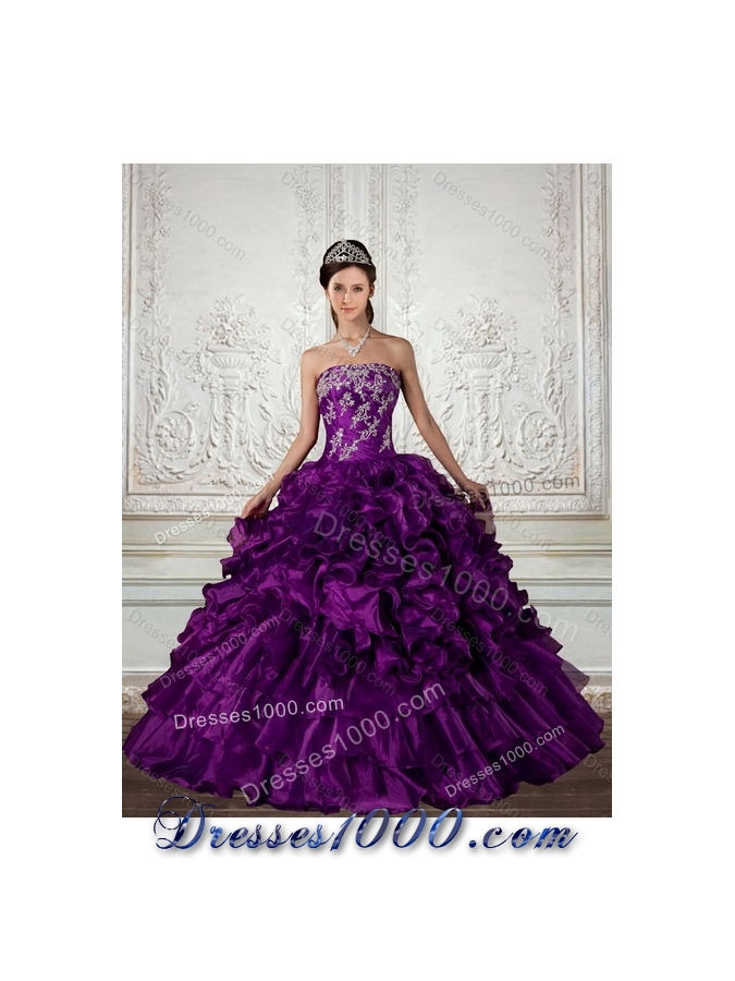Detachable Strapless Ball Gown Quinceanera Dress with Embroidery and Ruffles