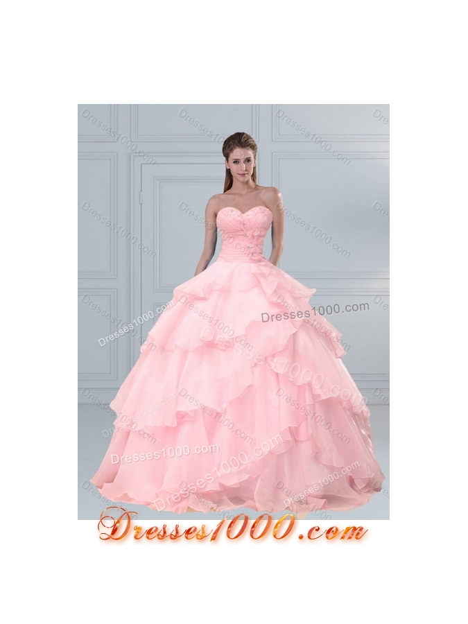 Detachable Sweetheart Beaded 2015 Quinceanera Dresses with Ruffled Layers