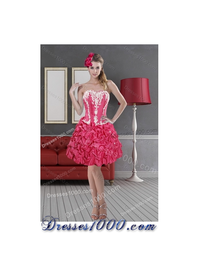 2015 Detachable Pick Ups and Appliques Hot Pink Quinceanera Dresses