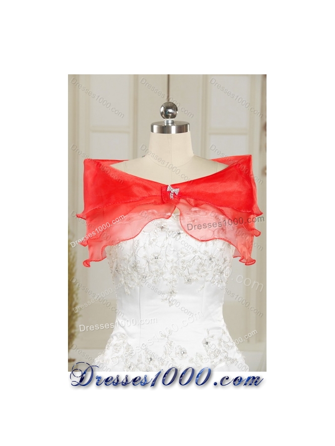 2015 Detachable Red Sweetheart Quince Dresses with Beading and Ruffles