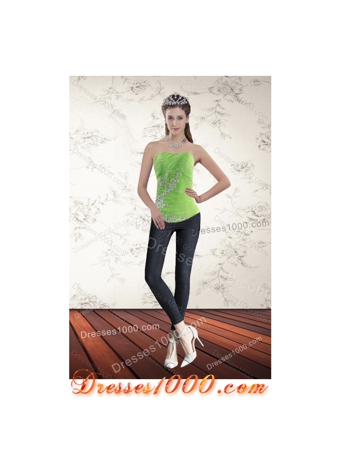 2015 Detachable Spring Green Quince Dresses with Pick Ups and Beading