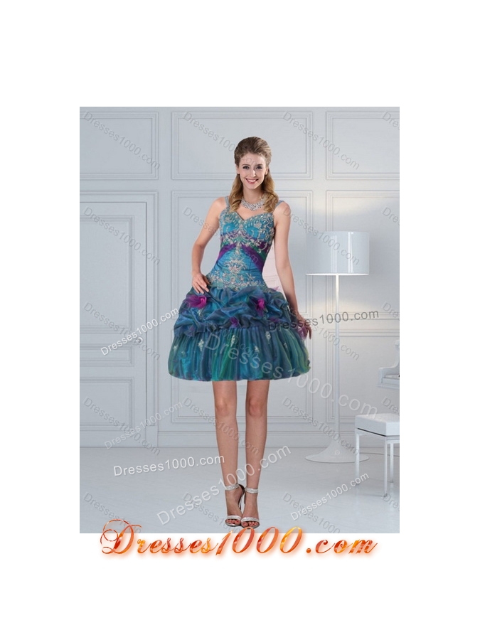 2015 Fashionable Multi Color Quinceanera Gown with Hand Made Flower and Pick Ups