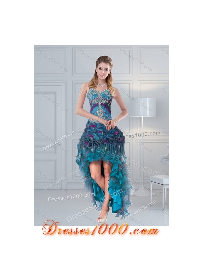 2015 Fashionable Multi Color Quinceanera Gown with Hand Made Flower and Pick Ups