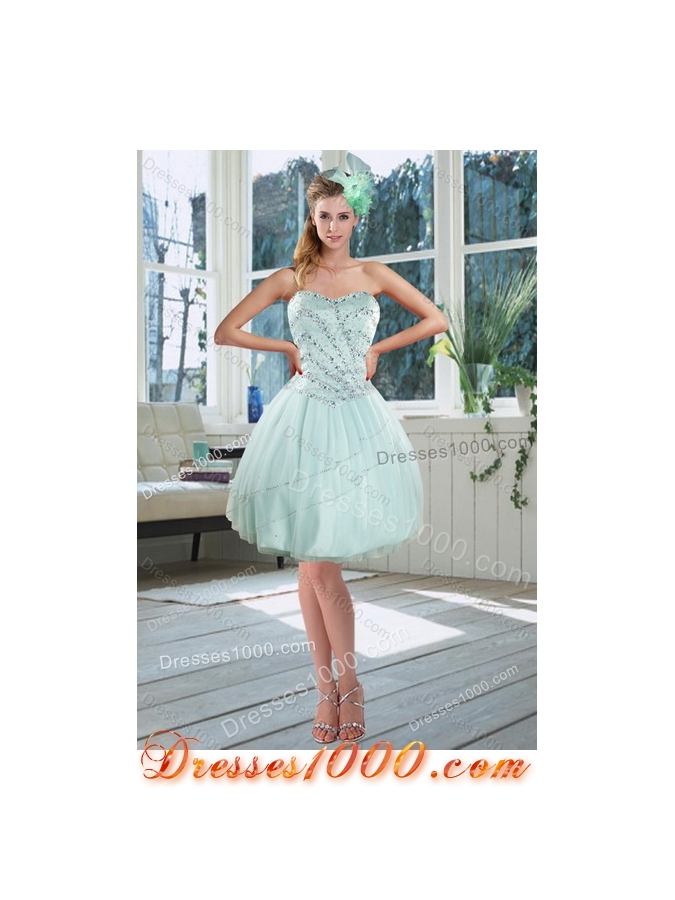 Detachable Apple Green Strapless 2015 Quinceanera Dresses with Beading