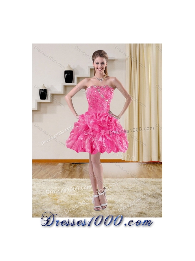 Detachable Hot Pink Sweet 16 Dresses with Beading and Ruffles