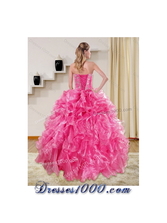Detachable Hot Pink Sweet 16 Dresses with Beading and Ruffles