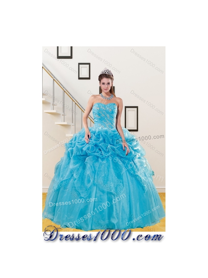 Detachable Blue Quince Dresses with Embroidery and Pick Ups