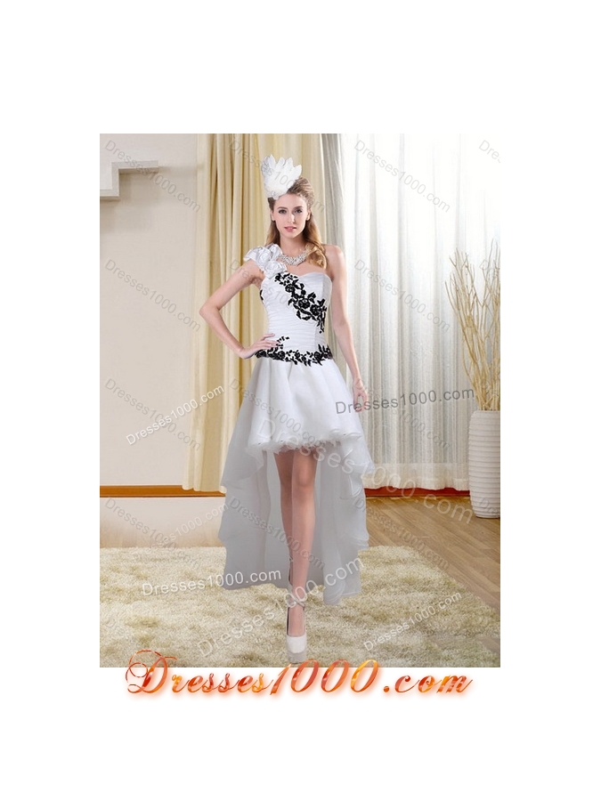 Detachable White and Black Sweetheart 2015 Quinceanera Dress with Embroidery