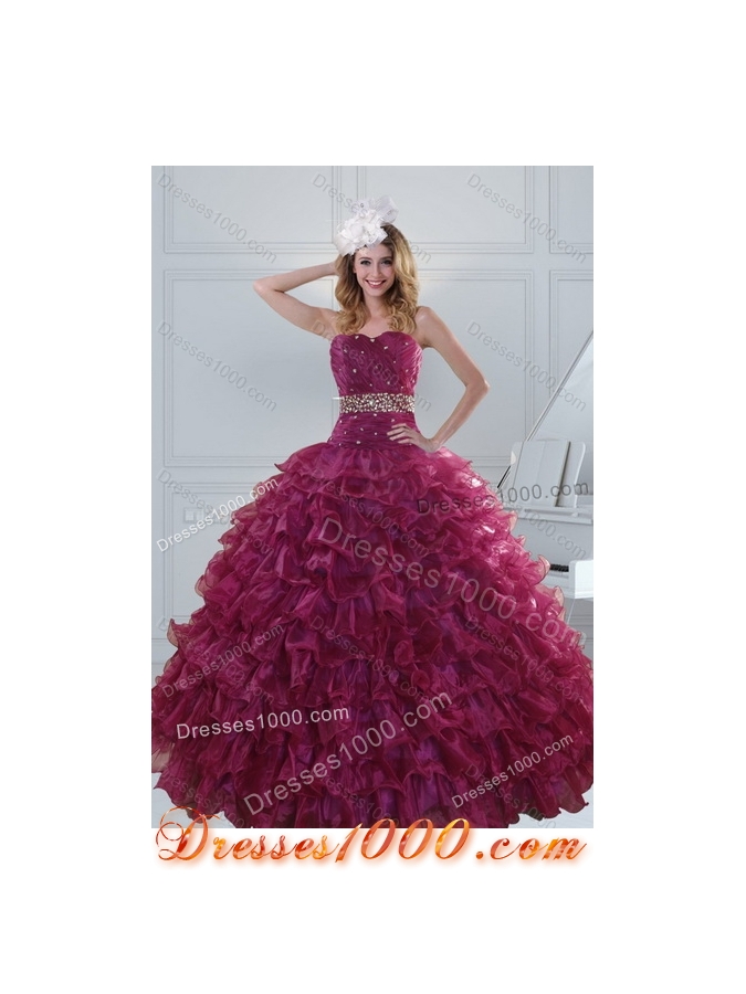 Fashionable Beading and Ruffles Quinceanera Dresses with Floor Length