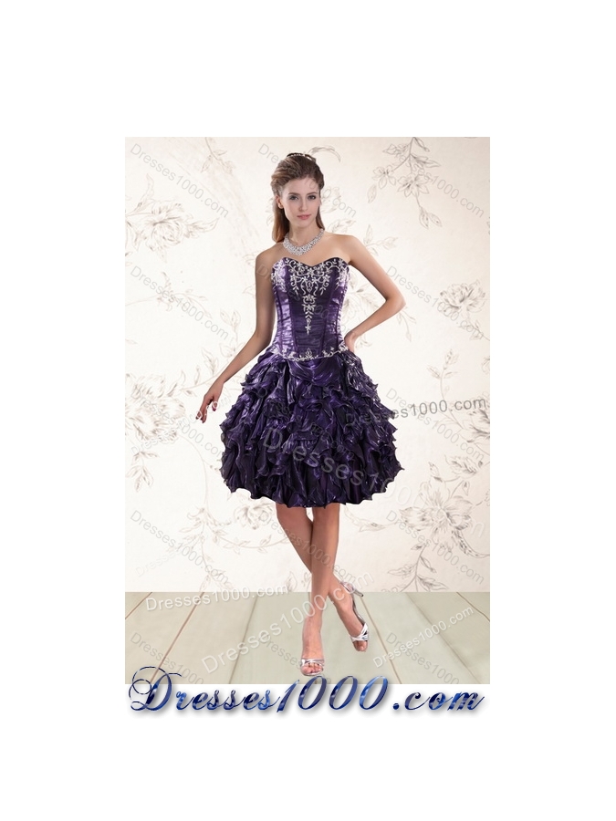 Fashionable Sweetheart Ruffled 2015 Quinceanera Dresses with Embroidery