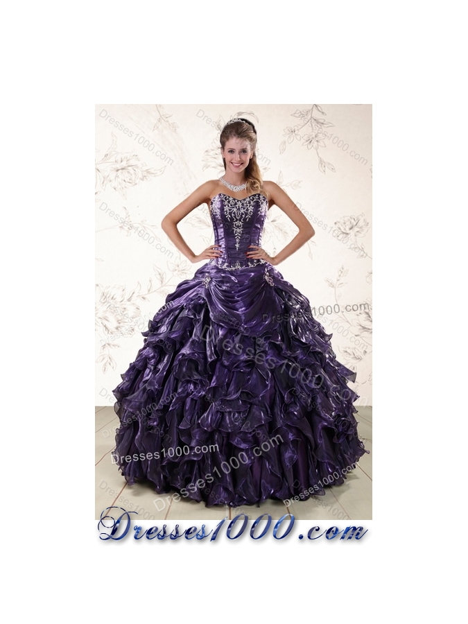 Fashionable Sweetheart Ruffled 2015 Quinceanera Dresses with Embroidery