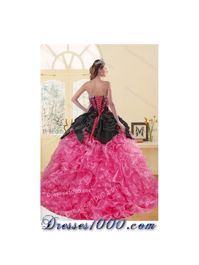 2015 Fashionable Beading and Ruffles Sweet 16 Dresses in Multi Color