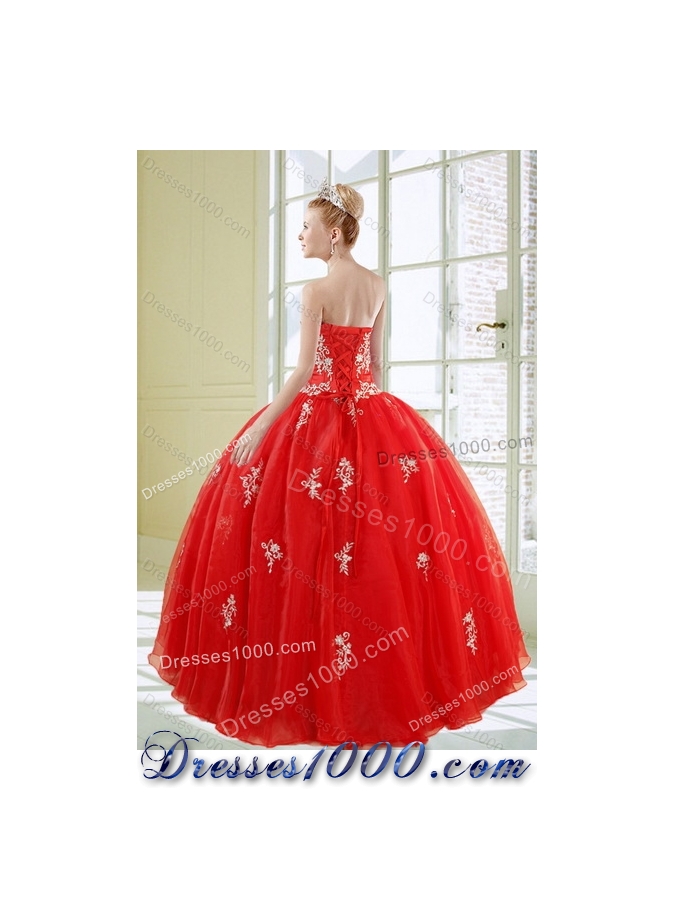 2015 Fashionable Red Quinceanera Dresses with Appliques
