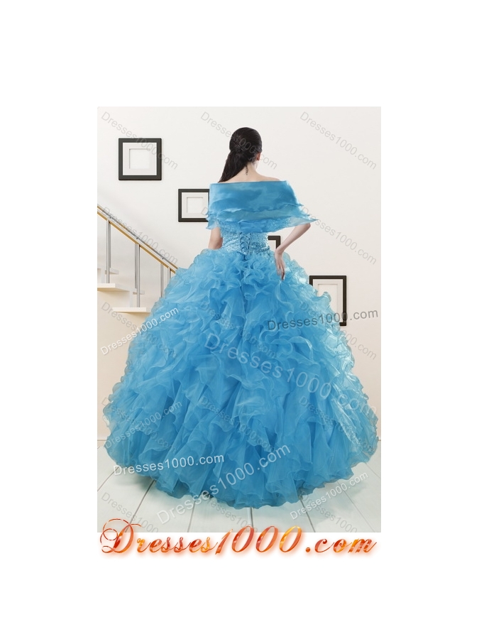 2015 Fashionable Strapless Sweet 15 Dresses with Beading and Ruffles