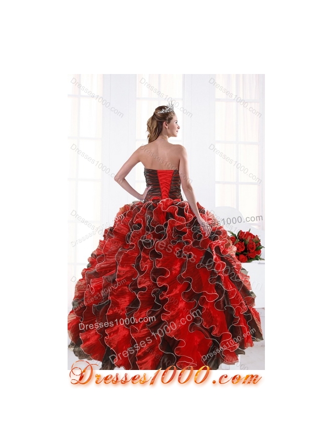 2015 Modern Multi Color Beading and Ruffles Dresses for Quince