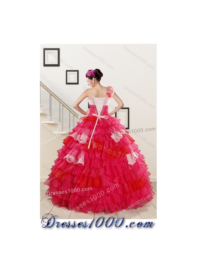 2015 Ruffled Layers and Beading Multi Color Quinceanera Dresses